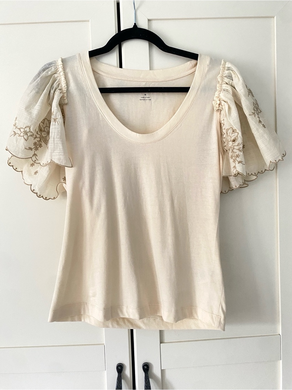 Anthropologie Cream Puff Sleeve Tank Top